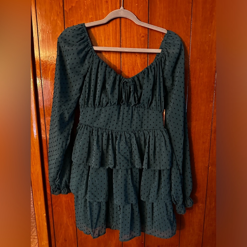 Women’ Emerald Green Ruffle Dress